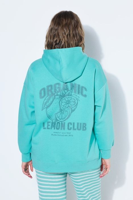 Sweat à capuche oversize, broderie et message au dos