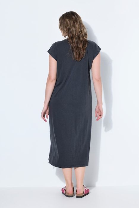 Robe midi jersey, coupe droite oversize, délavage acide