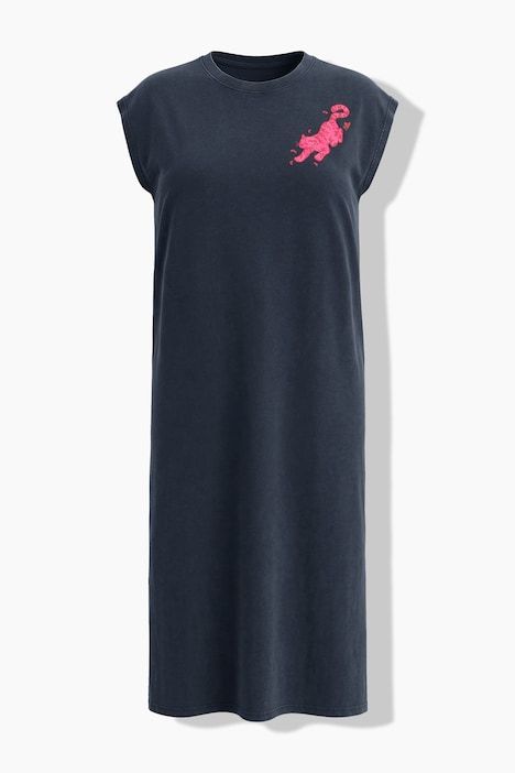 Robe midi jersey, coupe droite oversize, délavage acide