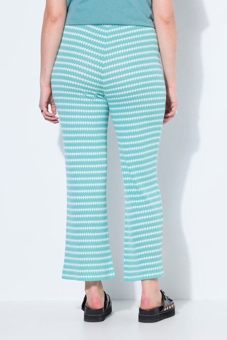 Pantalon jambes larges, texture et rayures, taille élastique