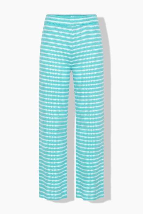 Pantalon jambes larges, texture et rayures, taille élastique