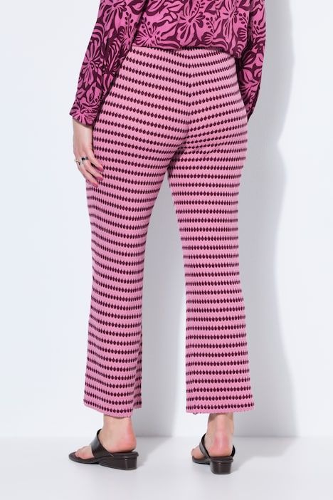 Pantalon jambes larges, texture et rayures, taille élastique