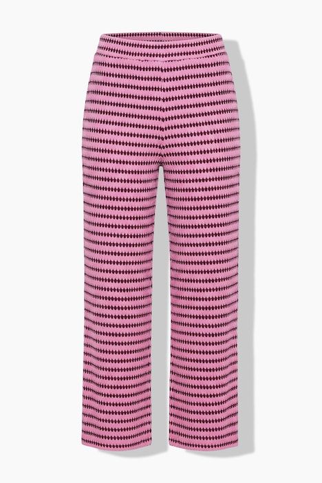 Pantalon jambes larges, texture et rayures, taille élastique