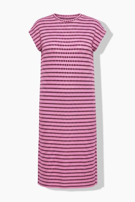 Robe midi oversize, en jersey, rayures texturées, sans manches