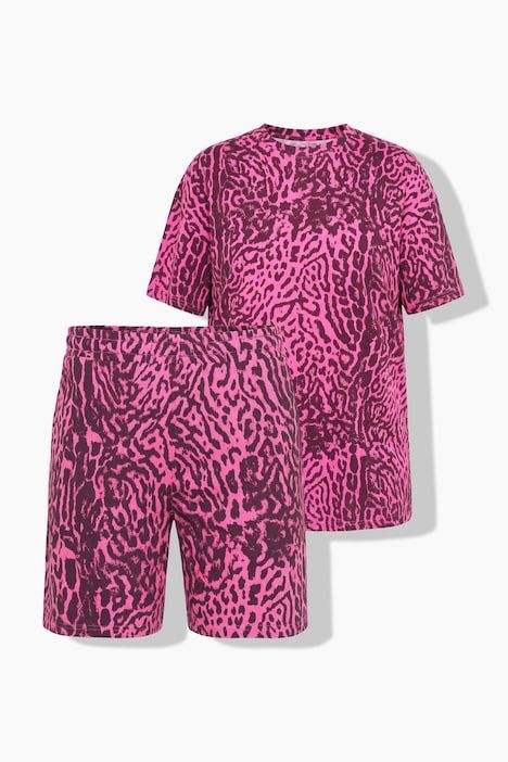 Pyjama court deux pièces, imprimé léopard