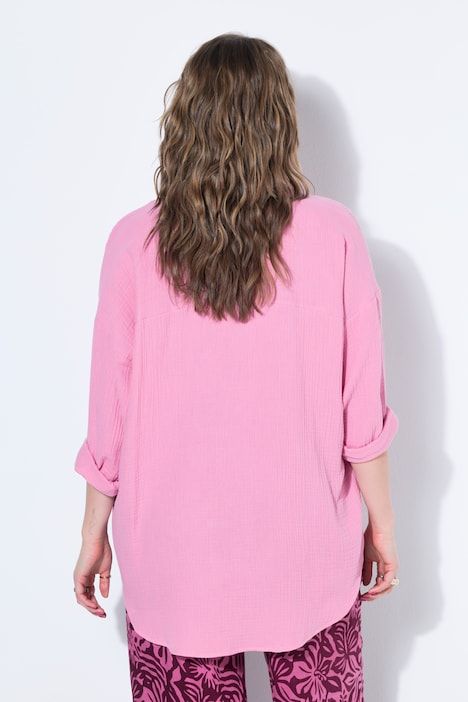 Blouse oversize en mousseline, écusson cœur