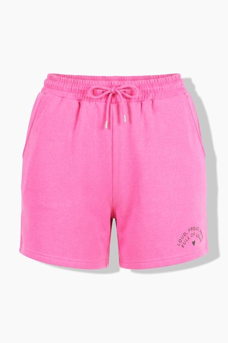 Short en molleton, texte arc-en-ciel, taille élastique