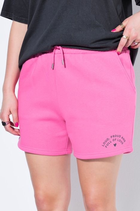 Short en molleton, texte arc-en-ciel, taille élastique