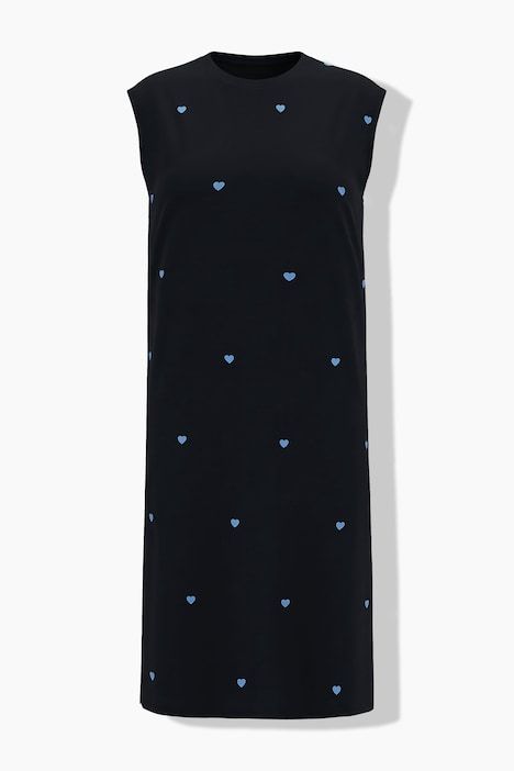 Robe midi oversize jersey, cœurs floqués, sans manches