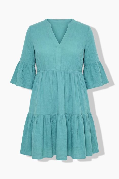 Robe courte en mousseline, coupe évasée, avec volants