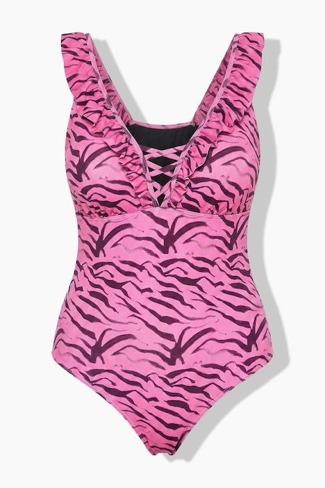 Maillot de bain, imprimé zèbre, bonnets souples