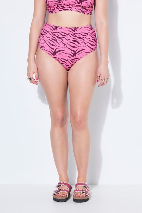 Bas de bikini, imprimé zèbre, taille haute, gainant
