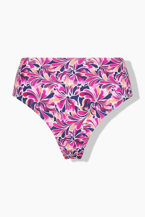 Bas de bikini fleuri, taille haute, effet gainant