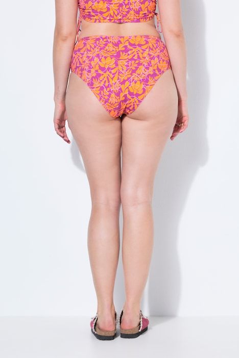 Bas de bikini, imprimé fleurs néon, taille haute, gainant