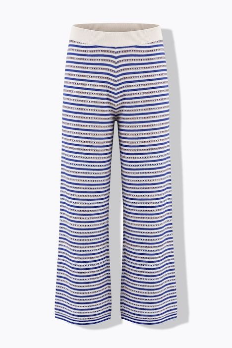 Pantalon jambes larges, rayures et texture, taille élastique