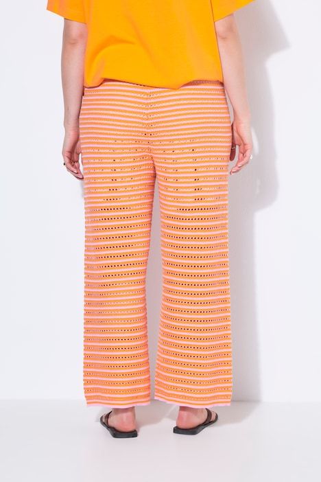 Pantalon jambes larges, rayures et texture, taille élastique