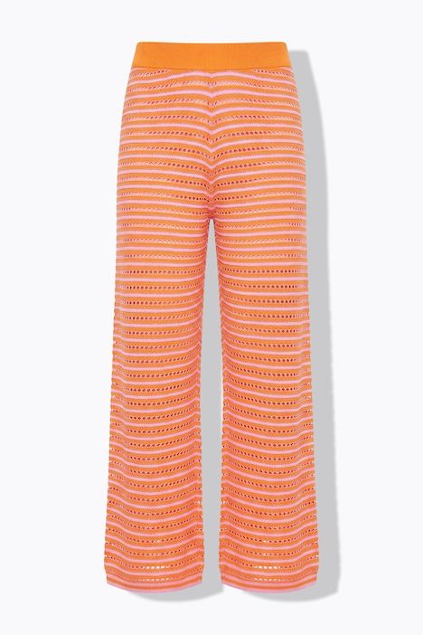 Pantalon jambes larges, rayures et texture, taille élastique