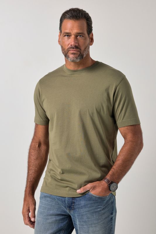 T-shirt Basic en coton peigné, col rond - jusqu'au 8 XL