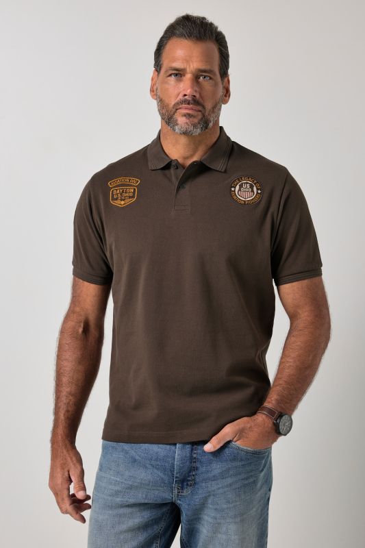 Polo JP 1880 en maille piquée, manches courtes et écussons - jusqu'au 8 XL