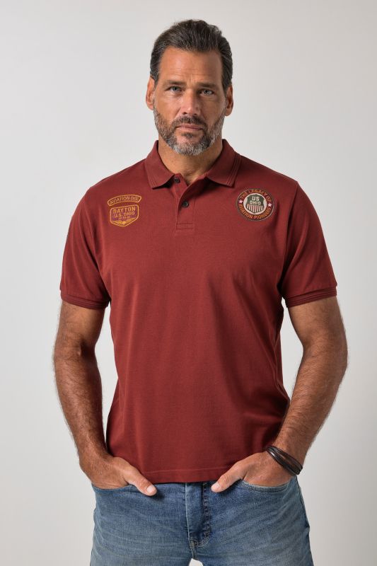 Polo JP 1880 en maille piquée, manches courtes et écussons - jusqu'au 8 XL