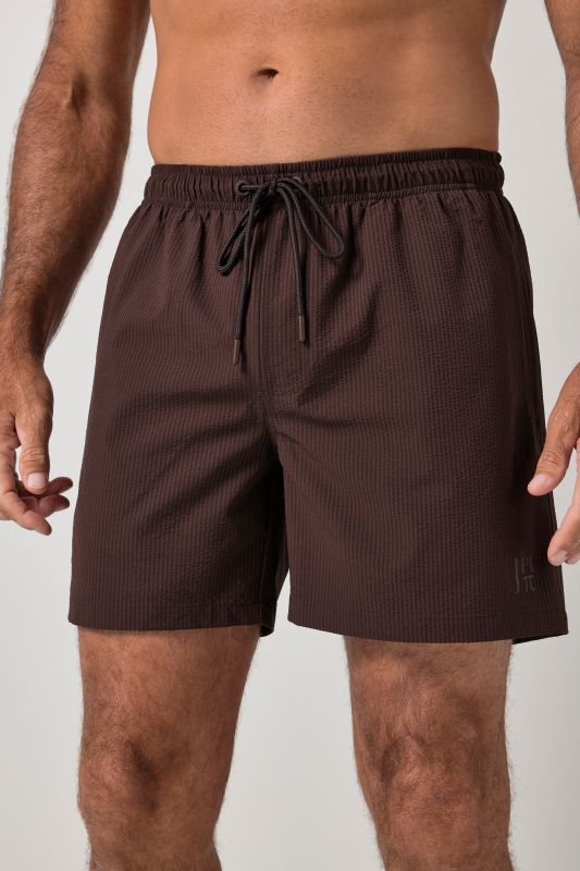 Short de bain en tissu seersucker texturé, collection Beachwear, séchage rapide QuickDry et taille élastique - jusqu'au 8 XL