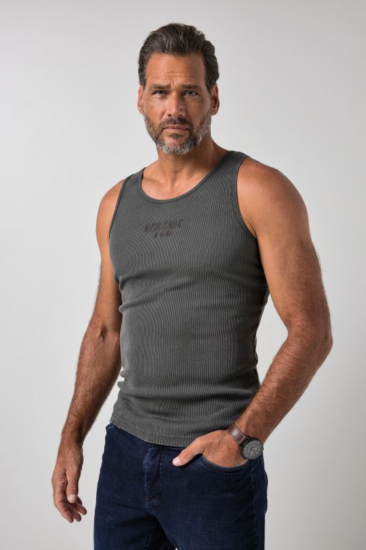 Débardeur en jersey côtelé, style vintage et imprimé poitrine - jusqu'au 8 XL