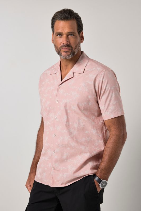 Chemise ultra-légère, imprimé all-over, manches courtes et col cubain, coupe Cuba Fit- jusqu'au 8 XL