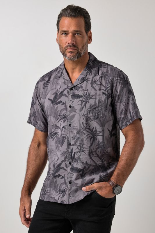 Chemise ultra-légère, imprimé all-over, manches courtes et col cubain, coupe Cuba Fit- jusqu'au 8 XL