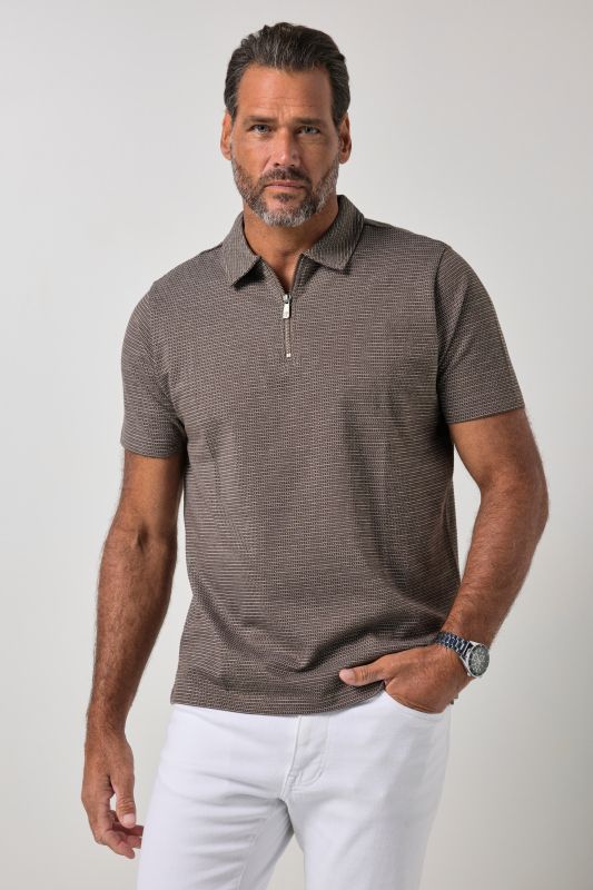 Polo FLEXNAMIC®, tissu Jacquard, manches courtes et fermeture zippée - jusqu'au 8 XL