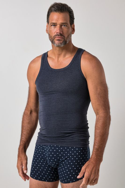 Maillot de corps, jersey côtelé chiné, modèle sans manches - jusqu'au 8 XL
