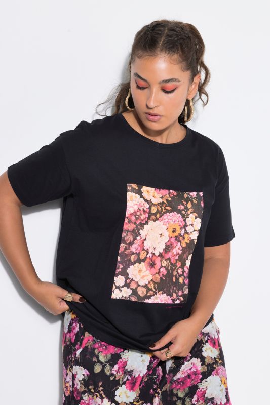 T-shirt oversized, imprimé à fleurs scintillantes
