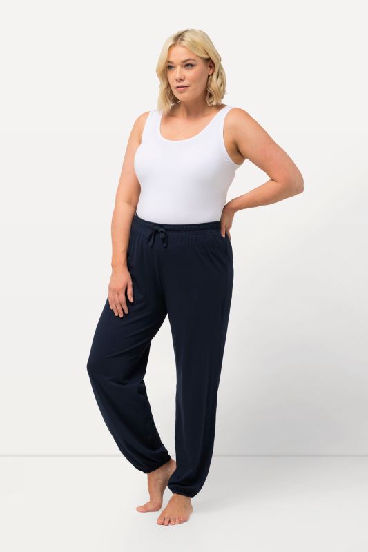 Pantalon de pyjama en modal mélangé, coupe droite et taille élastique
