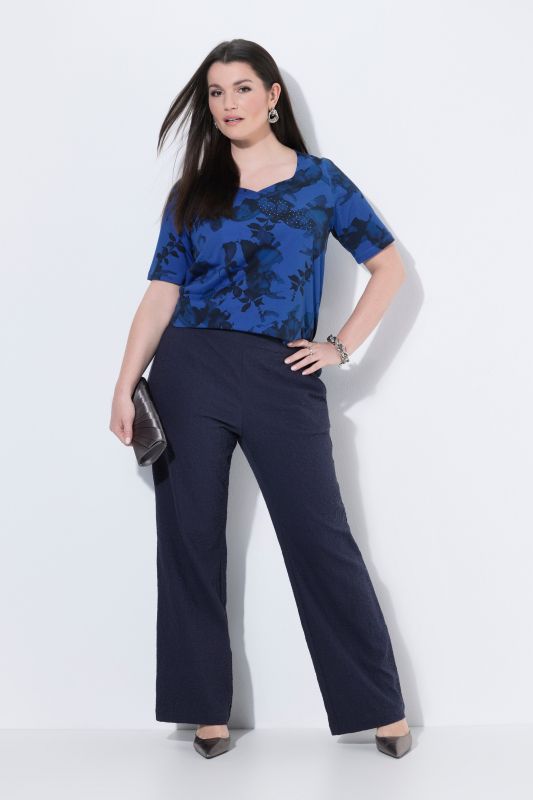 Pantalon, texture, jambe évasée, ceinture confort