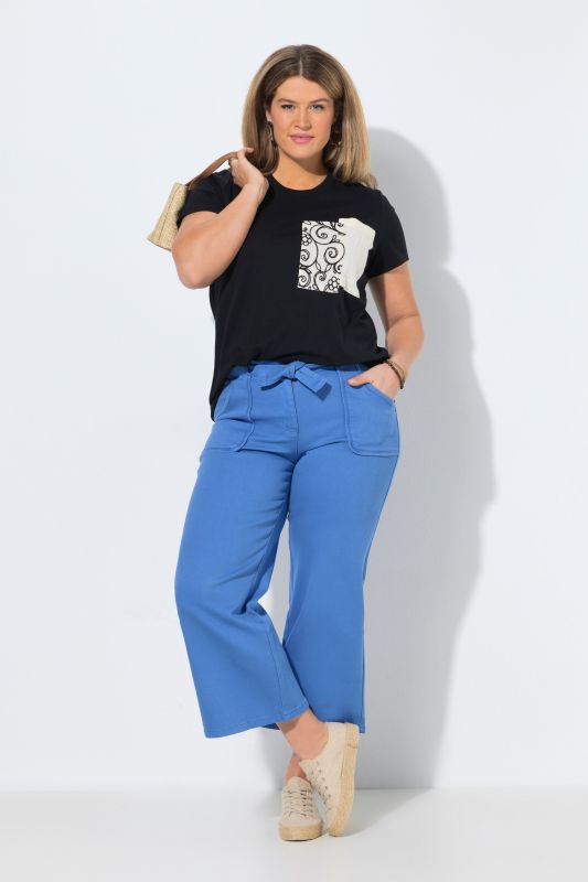 Jupe-culotte en jean, jambe large, taille élastique, coton bio