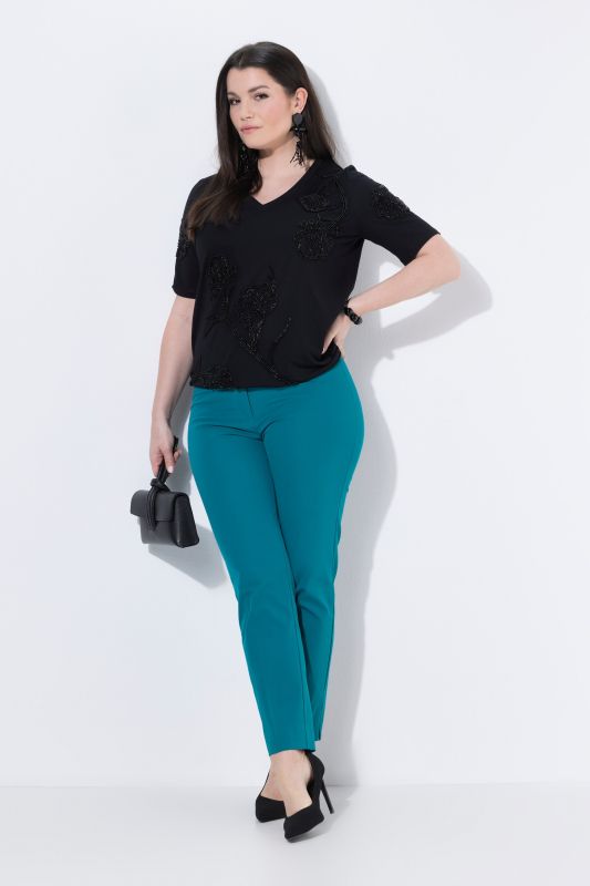 Pantalon, plis repassés, jambe étroite, ceinture élastique