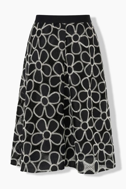 Robe en dentelle, longue midi et coupe évasée, taille élastique