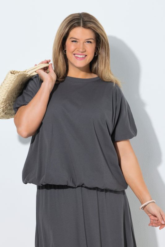 T-shirt ballon, oversize, col rond, manches courtes, coton bio