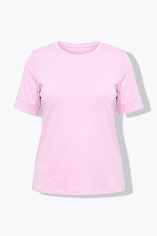 T-shirt, jersey côtelé, col rond, manches courtes, coton bio