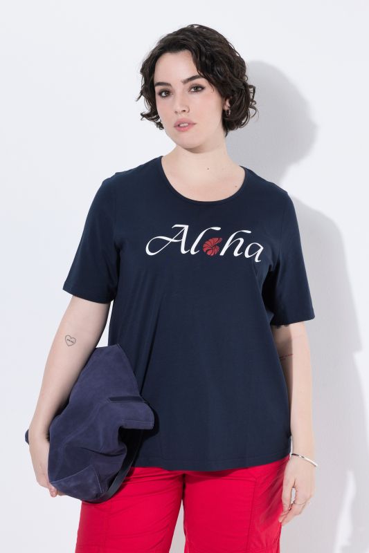 T-shirt, col rond, manches courtes et message imprimé