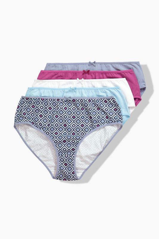 Lot de 5 culottes midi, motif minimaliste / couleurs unies