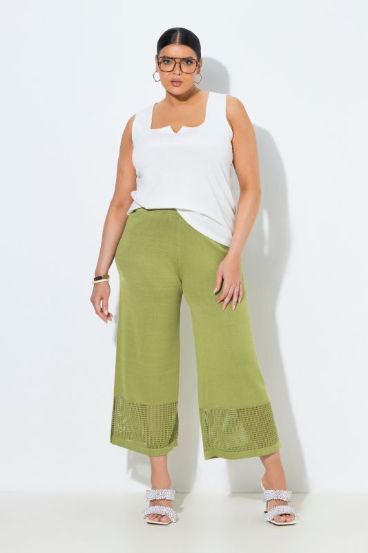 Pantalon en maille côtelée, jambe large et taille élastique