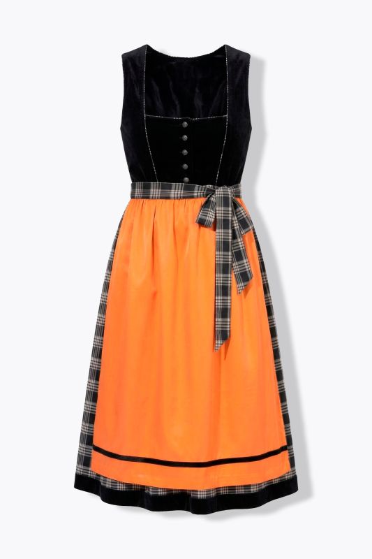 Dirndl en velours, imprimé animal, col carré