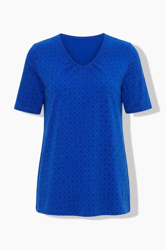 T-shirt motif bois de cerf, décolleté en V et manches courtes, coupe évasée