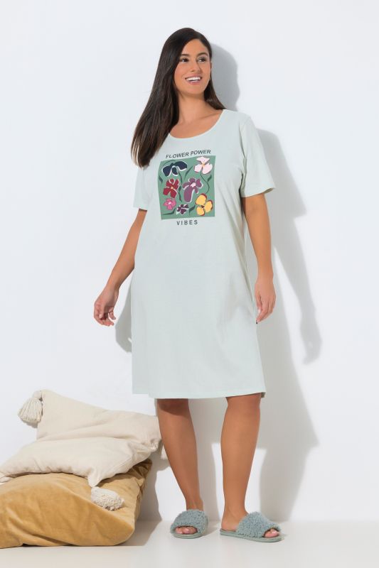 Grand T-shirt à motif floral, col rond, manches mi-longues