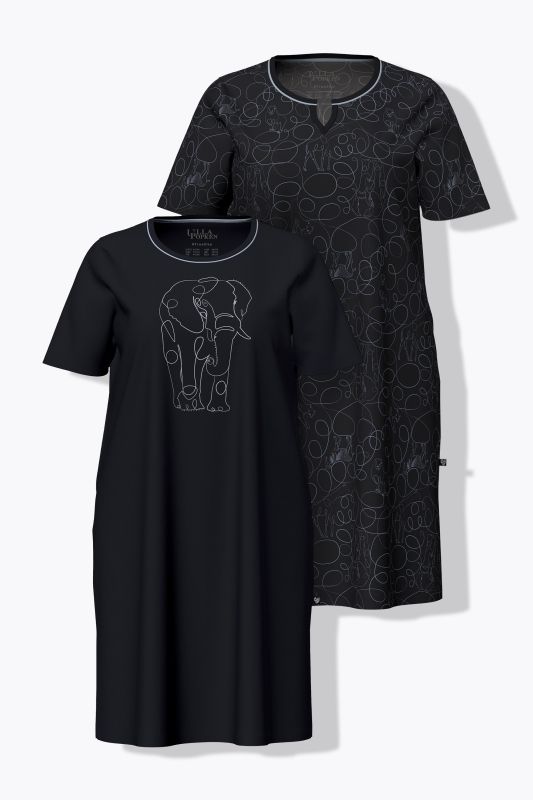 T-shirts oversize, lot de 2, avec pierres décoratives/motif safari, col rond et manches courtes