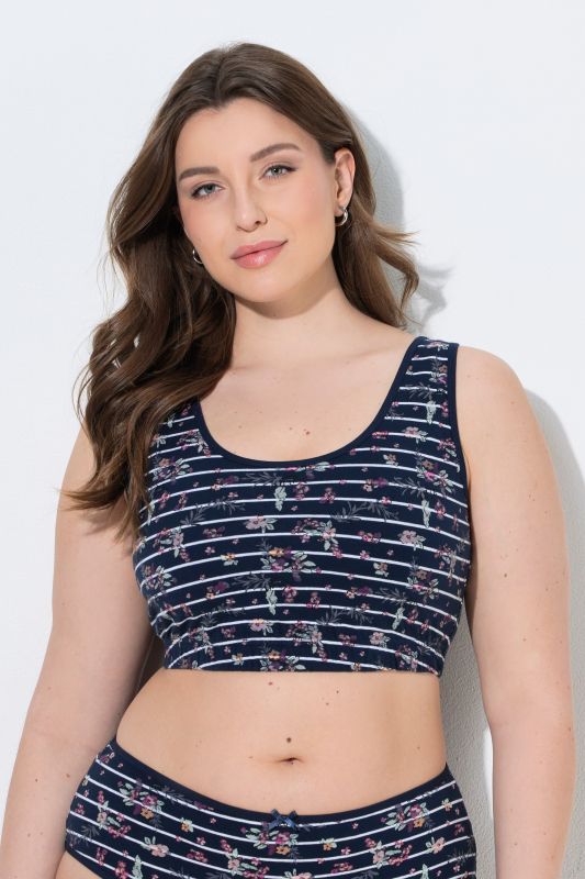 Bustier, rayures/imprimé floral, col rond