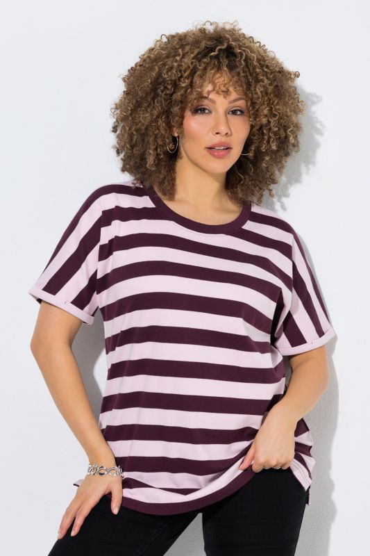 T-shirt rayé oversize, décolleté rond et manches courtes