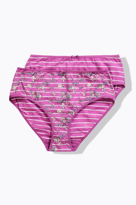 Culottes midi, lot de 2, imprimé floral/rayures, coton bio