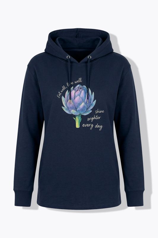 Sweat-shirt à capuche en coton bio, motif artichaut, manches longues