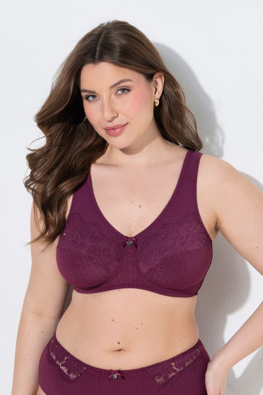 Soutien-gorge de maintien, tissu Jacquard et dentelle, sans armatures - bonnet B-F